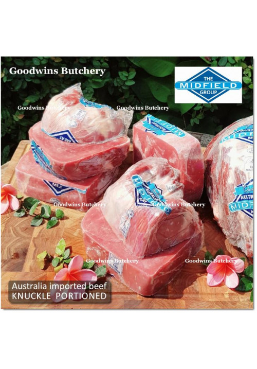 Beef KNUCKLE frozen daging rendang Australia MIDFIELD portioned cut 1.5" 4cm +/-1kg (price/kg)